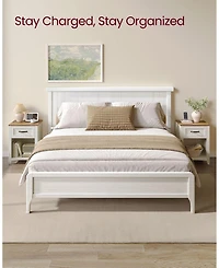 Slickblue Farmhouse Nightstands with Charging Station Set of 2