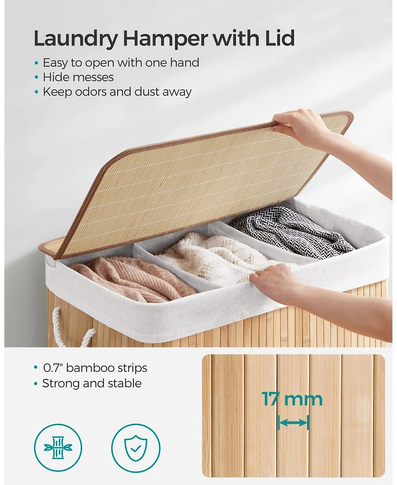 Slickblue 3-Section Laundry Hamper with Lid