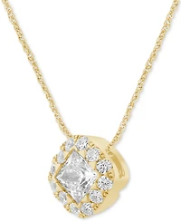 Diamond Princess Halo 18" Pendant Necklace (3/4 ct. t.w.) in 14k Gold