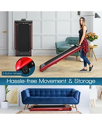 Skonyon 2-in-1 Folding Treadmill with Dual Led Display-Red