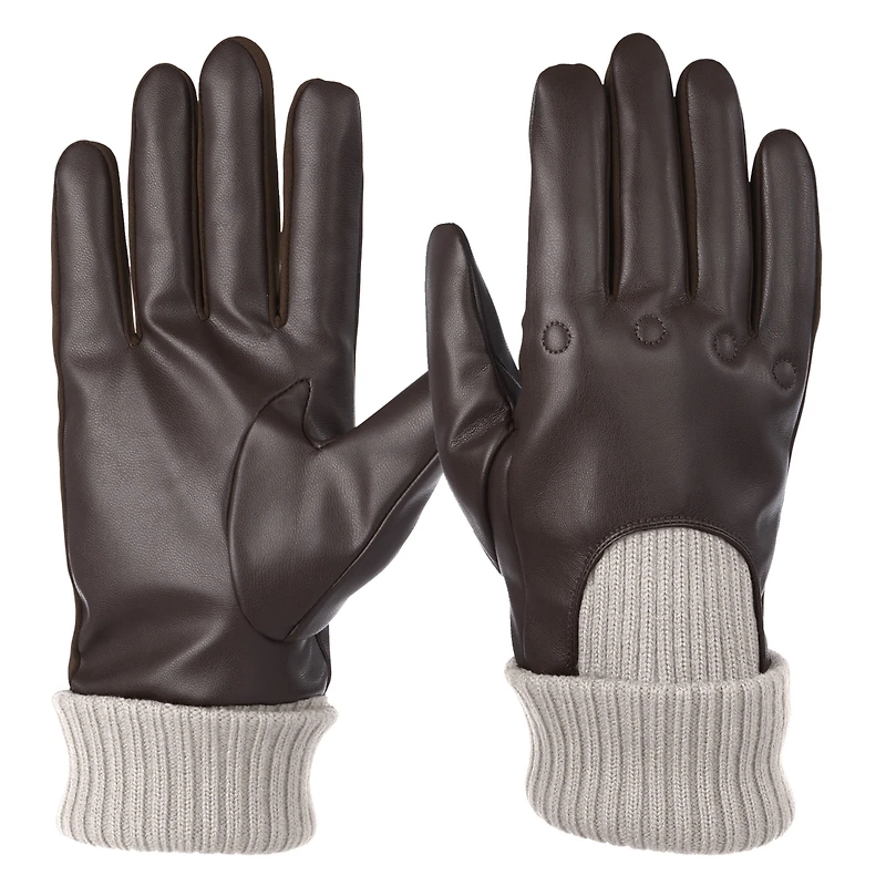 Isotoner Signature Men's Artificial Leather Driver Touchscreen Gloves