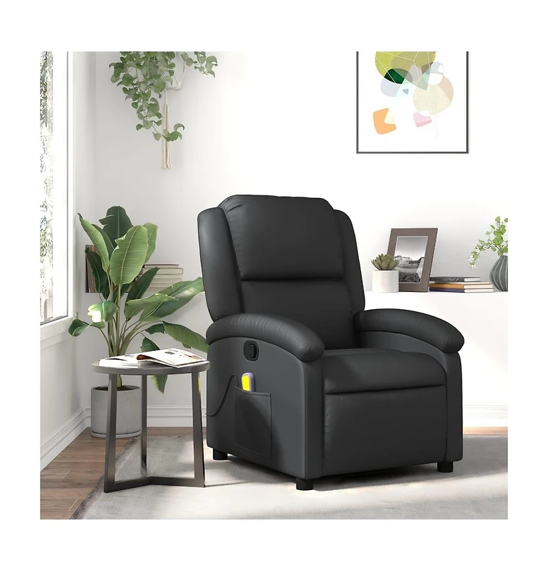 vidaXL Massage Recliner Chair Real Leather