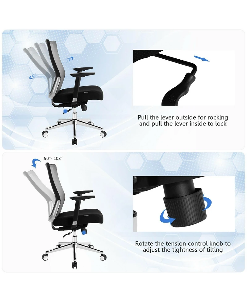 Ergonomic Mesh Office Chair with Adjustable Headrest, Lumbar Support and Armrests