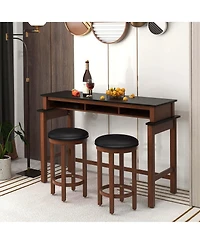Bar Stools Set of 2 Counter Height with Round Seat & Footrest for Kitchen