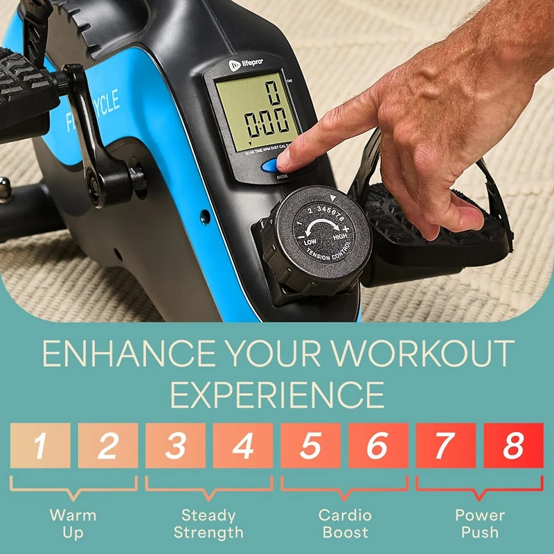 LifePro Under Desk Bike Pedal Exerciser with Resistance Bands, Arm and Leg Mini Stationary Bike, Desk Workout, Fitness App Compatible
