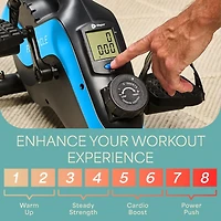 LifePro Under Desk Bike Pedal Exerciser with Resistance Bands, Arm and Leg Mini Stationary Bike, Desk Workout, Fitness App Compatible