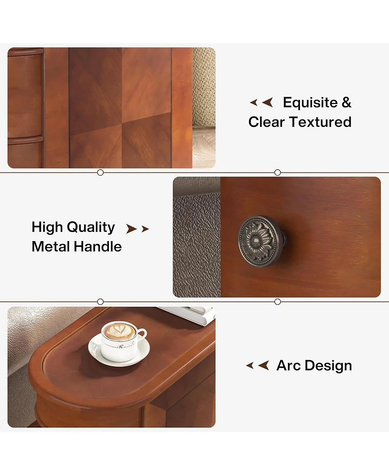 Tribesigns End Table Set of 2, No Assembly Required, Closed Back,Sofa Side with Storage, Slim Nightstand 2 Drawers