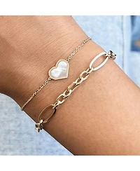 The Lovery Mother of Pearl Single Heart Bracelet 14K Gold