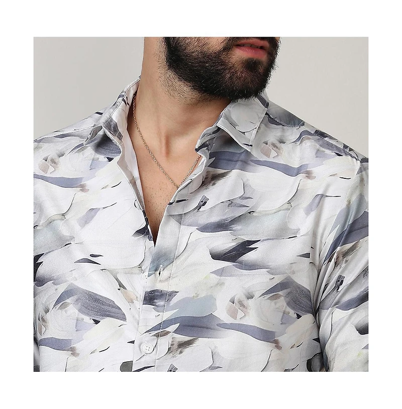 Campus Sutra Men's Charcoal Grey Abstract Fade Shirt