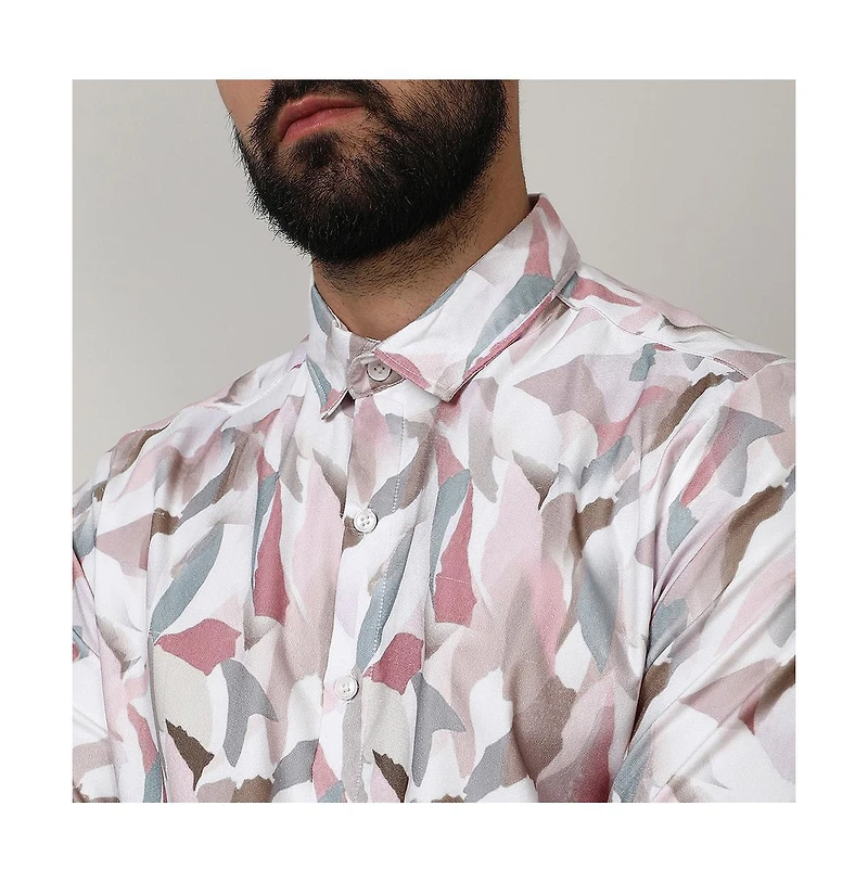 Men's Nude Pink & Ivory White Petal Block Shirt