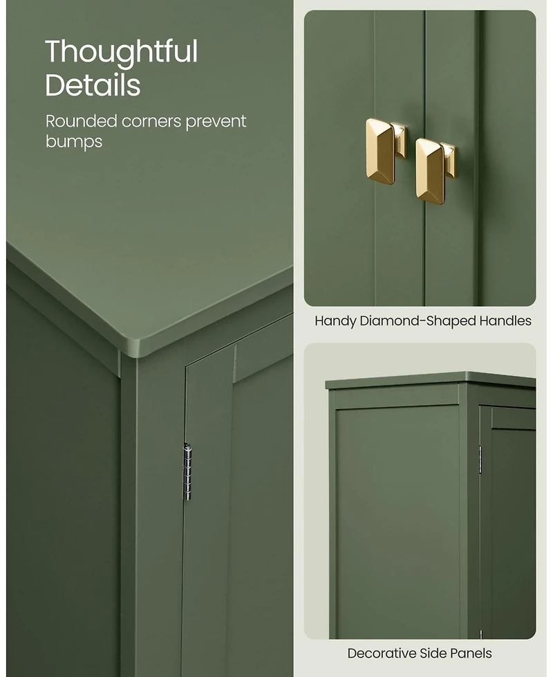 Bathroom Floor Cabinet with Adjustable Shelves for Towels and Toiletries