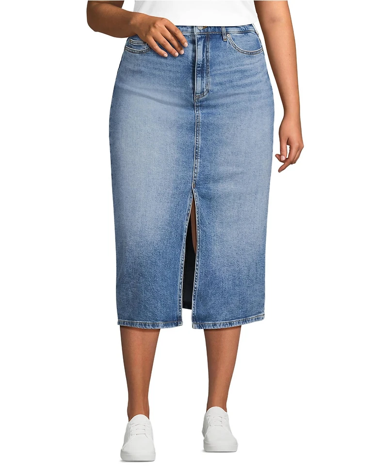 Lands' End Plus Soft Denim Midi Column Skirt