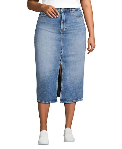 Lands' End Plus Soft Denim Midi Column Skirt