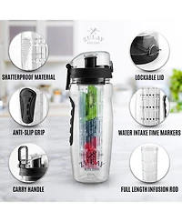 Fruit Infuser Water Bottle - 34oz Leakproof With Full-Length Infusion Rod