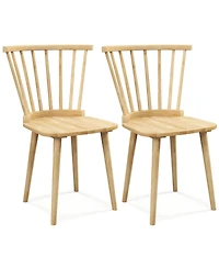 Costway Rubber Wood Windsor Dining Chairs Set of 2 with Spindle Back for Living Room