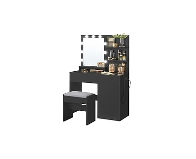 Slickblue Vanity Desk with Mirror and Lights for Elegant Beauty and Efficient Grooming