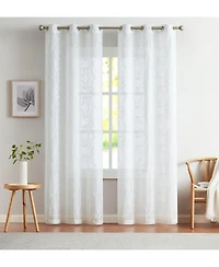 Dainty Home Sophia Linen Look 76" W x 84" L Grommet Window Panel Set