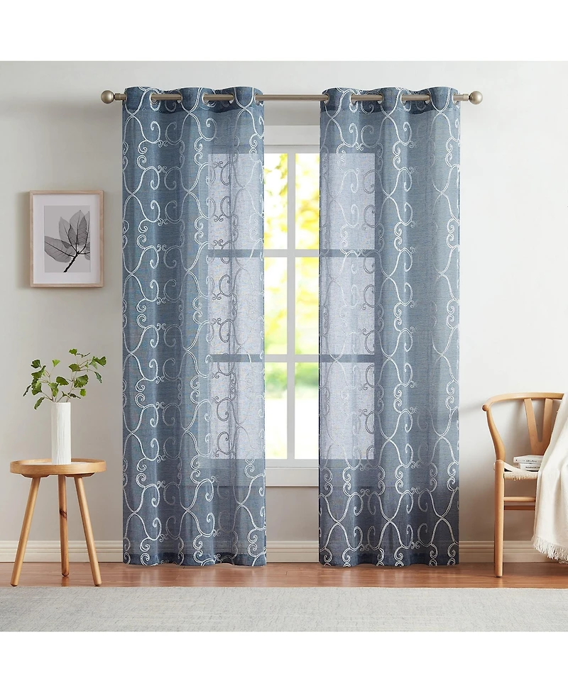 Dainty Home Sophia Linen Look 76" W x 84" L Grommet Window Panel Set