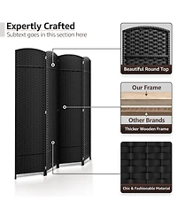 Sorbus 4 Panel Room Divider Panel, 6 ft. Tall Extra Wide Double Hinged Panels - Folding Privacy Screens Gray Line