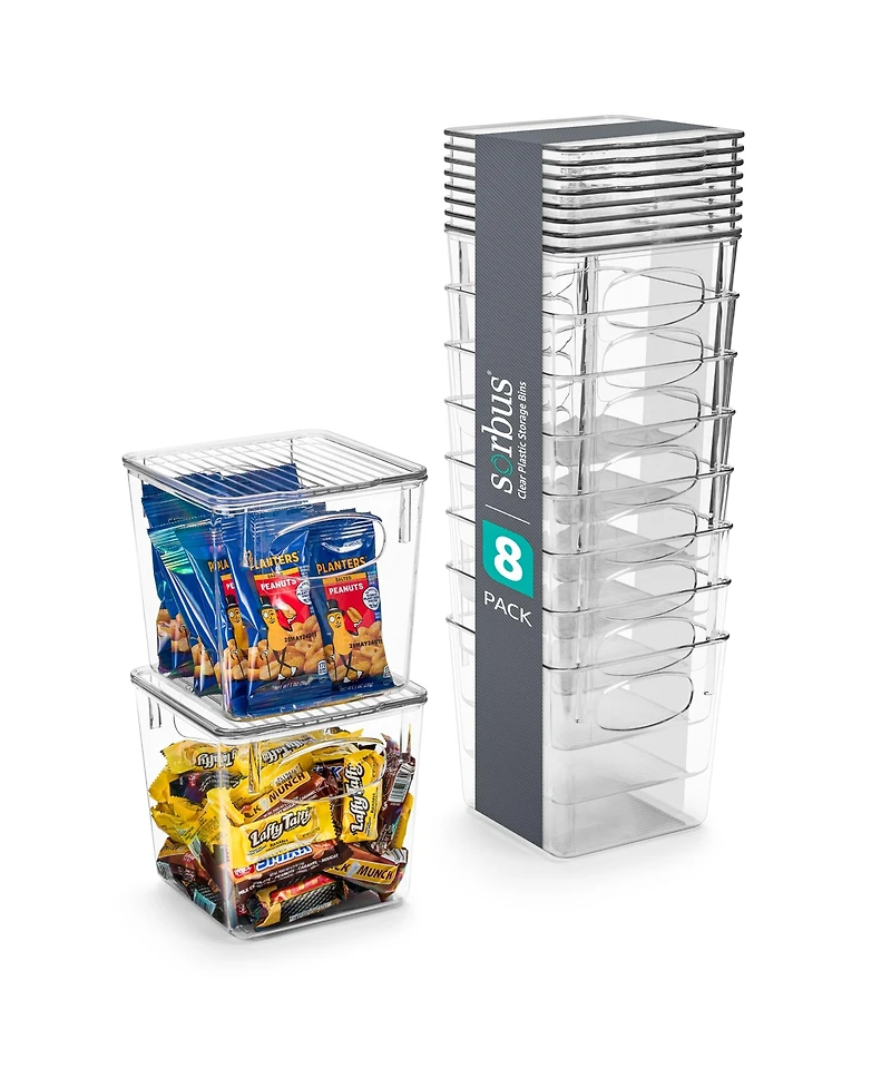 Sorbus Clear Small Plastic Storage Bins - for Kitchen Organization and Storage, Pantry, Fridge, Cabinets (8 Pack)