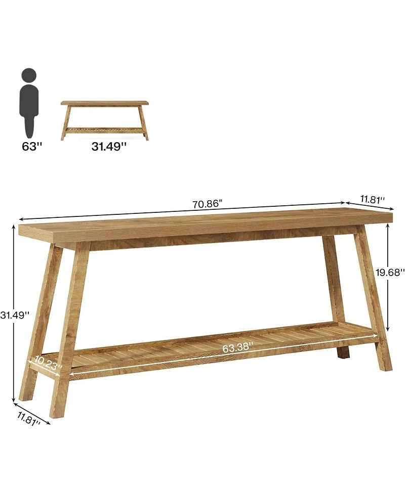 Tribesigns Farmhouse Console Entryway Table: 70.9 Inches All Wood Console Table for Entrance, 2 Tiers Narrow Long Behind Couch Sofa Table, Foyer Entry
