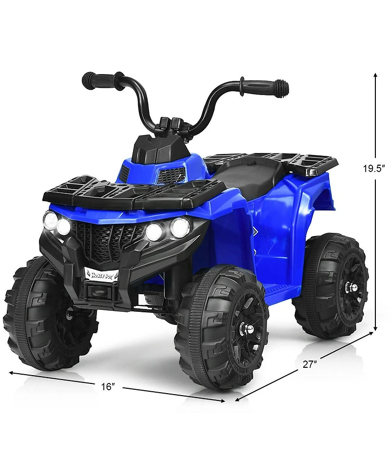 Gymax 6V Battery Powered Kids Ride On Atv 4-Wheeler Quad w/ MP3 & Led Headlight Blue