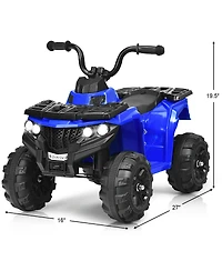 Gymax 6V Battery Powered Kids Ride On Atv 4-Wheeler Quad w/ MP3 & Led Headlight Blue