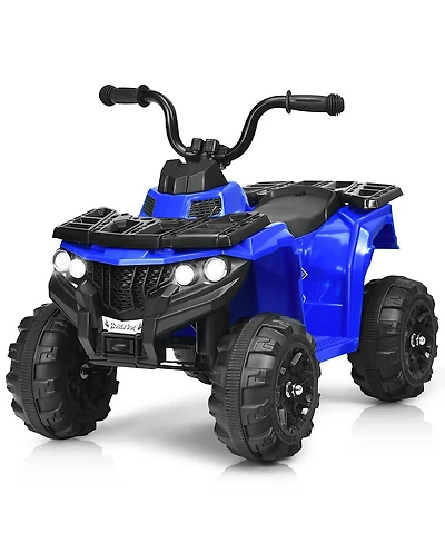 Gymax 6V Battery Powered Kids Ride On Atv 4-Wheeler Quad w/ MP3 & Led Headlight Blue