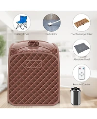Portable Personal Steam Sauna Spa with Steamer Chair-Coffee