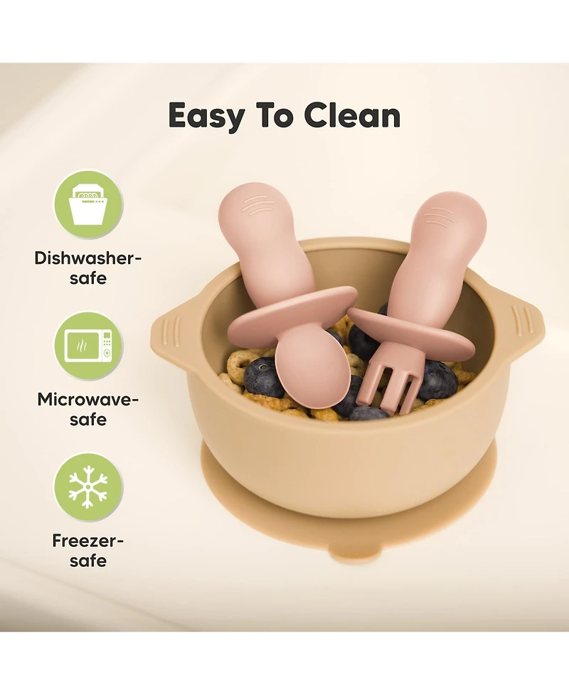 KeaBabies 4-Pack Prep Baby Spoons & Forks Set, Self Feeding Utensils 6-18 Months, Silicone Blw Bpa-Free