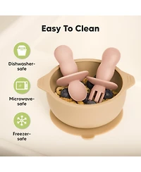 KeaBabies 4-Pack Prep Baby Spoons & Forks Set, Self Feeding Utensils 6-18 Months, Silicone Blw Bpa-Free