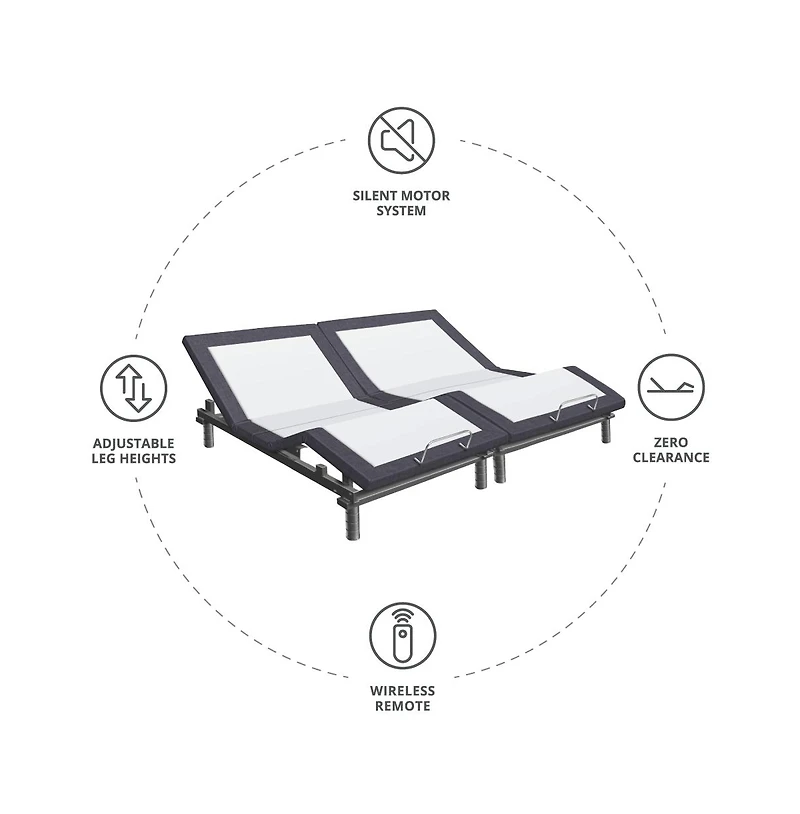 Cariloha Classic Adjustable Mattress Base | Split King | 6", 9", 12" | Viscose Material | Adjustable Height, Quiet Motor, Wireless Remote