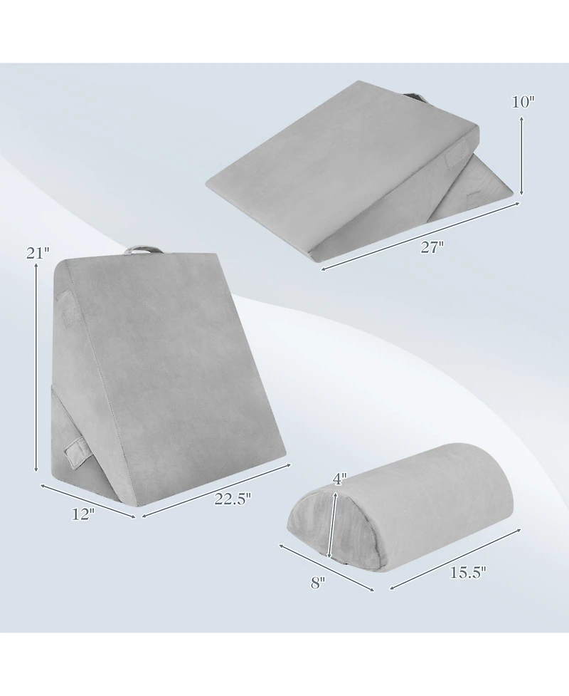 Sugift 3 Pieces Bed Wedge Pillow Set with Air Memory Foam