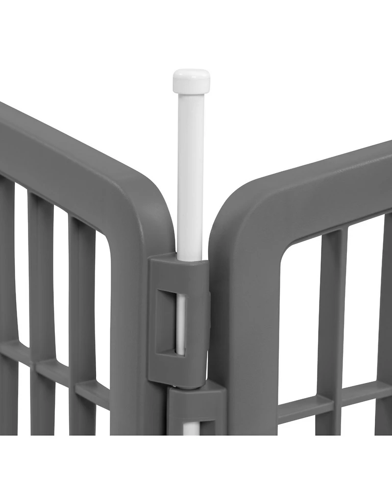 Iris Usa 34'' Pet Playpen 2 Panel Add-On with Connecting Rods, Dog Playpen, Small Medium Large Dogs, Heavy-Duty Molded Plastic, Rust-Free, Gray