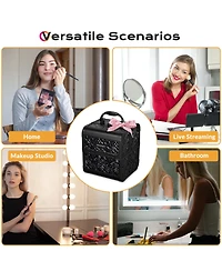 Byootique Makeup Train Case Cosmetic Organizer w/ Mirror Classic Black Artist