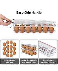 Sorbus Can & Egg Holder Set - 4 Stackable Can Dispenser Holds 12 Cans Each & 2 Egg Holders with Lid holds 14 eggs for Fridge, Pantry, Bpa-Free
