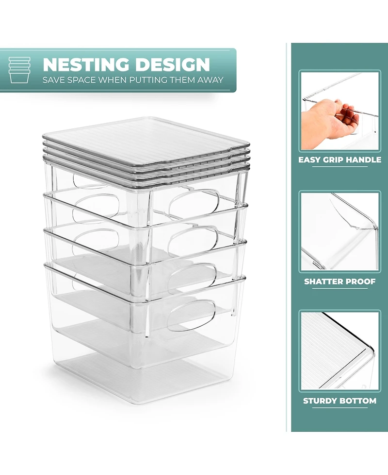 Sorbus 8 Pack Medium Clear Acrylic Storage Bins with Lids - Perfect for Kitchen, Pantry, Home Organization, and Storage