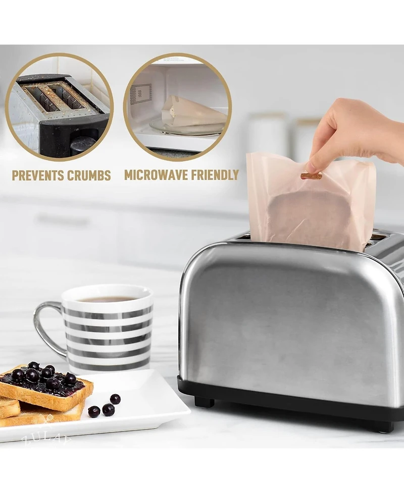 6 Pack Reusable Toaster Bags For Grilled Cheese Sandwiches