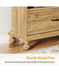 Tribesigns 6-Shelf Bookcase Set of 2, 71 Inch Tall Floor Standing Bookshelf with Drawer and Solid Wood Legs, 6-Tier Large Open Display Storage Book Sh