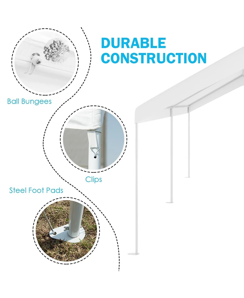 Skonyon 10 x 20 Feet Steel Frame Portable Car Canopy Shelter