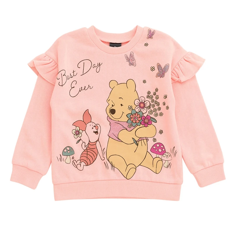 Disney Little Girls Junior Floral Sweatshirt and Leggings Outfit Set to (12 Months - 14-16)