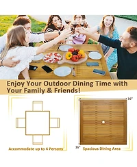 Costway Patio Dining Table Acacia Wood Square Outdoor Bistro