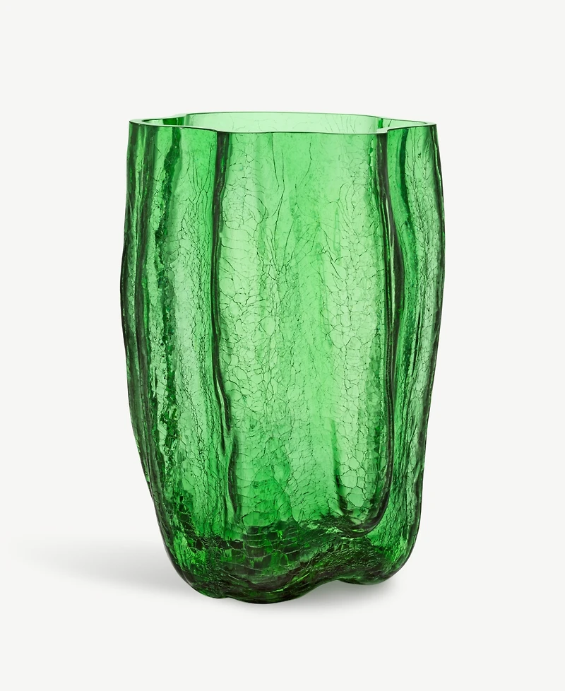 Kosta Boda 15'' Crackle Crystal Glass Vase