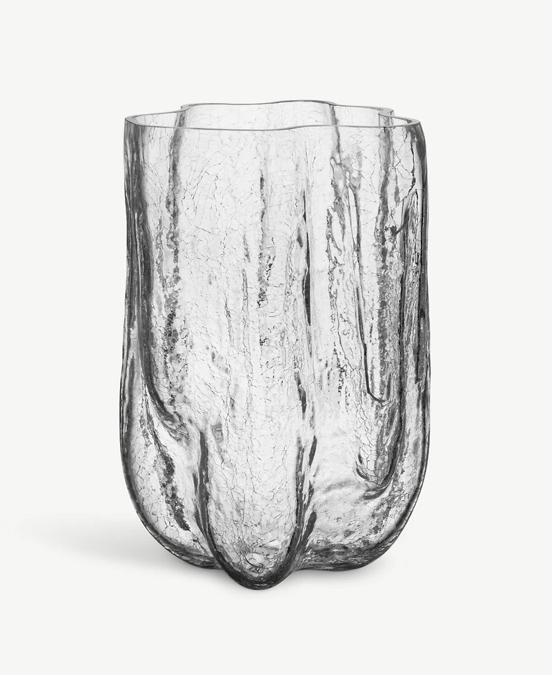 Kosta Boda 15'' Crackle Crystal Glass Vase