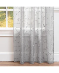 Chanasya Premium Embroidered Swirl Vine Curtains - Sheer Curtains for Living Room, Bedroom, Kitchen - 52" x 96" - Sage, 2 Panels