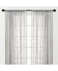 Chanasya Premium Embroidered Swirl Vine Curtains - Sheer for Living Room, Bedroom, Kitchen 52" x 108" Sage, 2 Panels