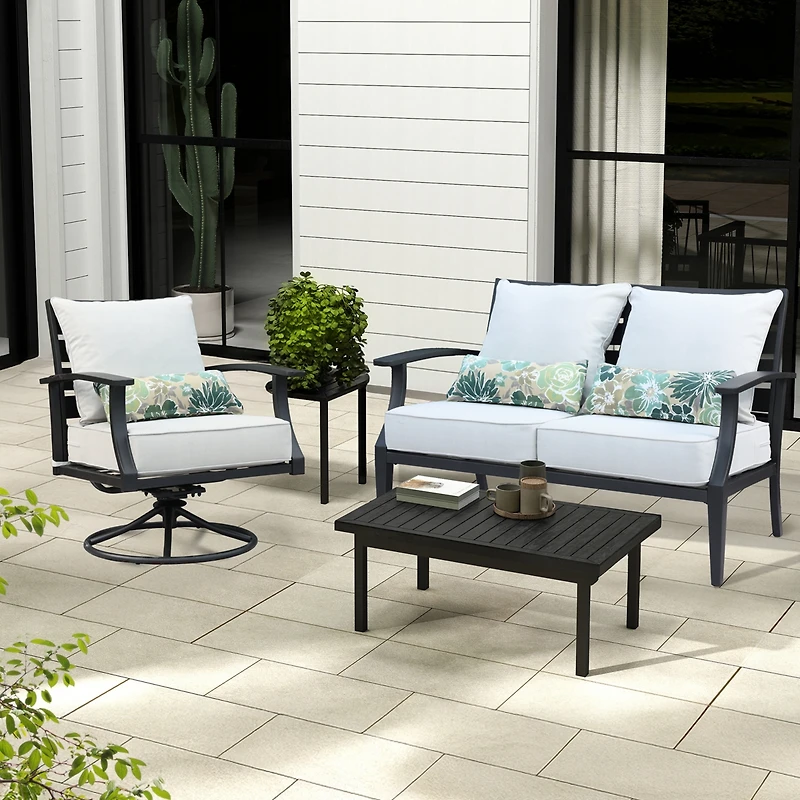 Aoodor 24” x 24” Patio Furniture Outdoor Deep Seat (2 Back 2 Seater 2 Pillow )