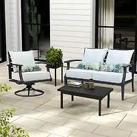 Aoodor 24” x 24” Patio Furniture Outdoor Deep Seat (2 Back 2 Seater 2 Pillow )
