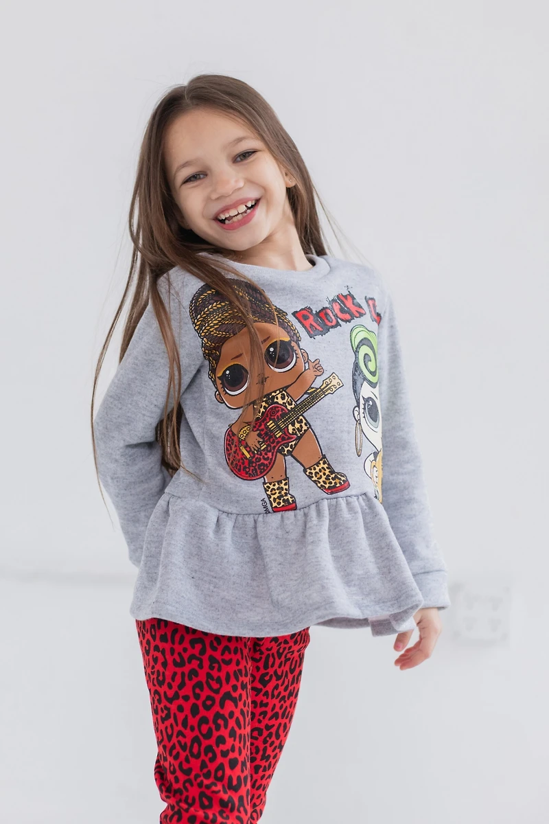 L.o.l. Surprise! Girls French Terry Sweatshirt and Leggings Outfit Set