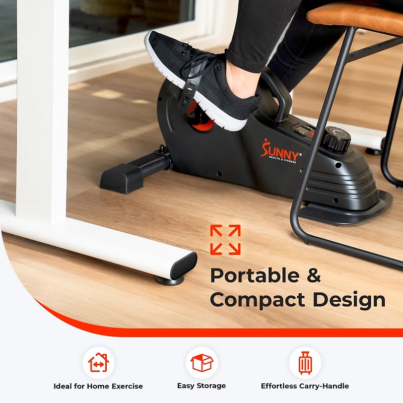 Sunny Health & Fitness Dual-Function Arm / Leg Under-Desk Mini Bike, Portable Cardio Peddler for Home Office, Cycle Exerciser for Seniors, Exclusive S